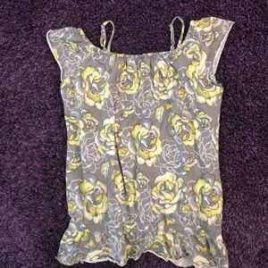 LIQUIDATING Women’s Cotton Knit Top Yellow & Gray Size XL